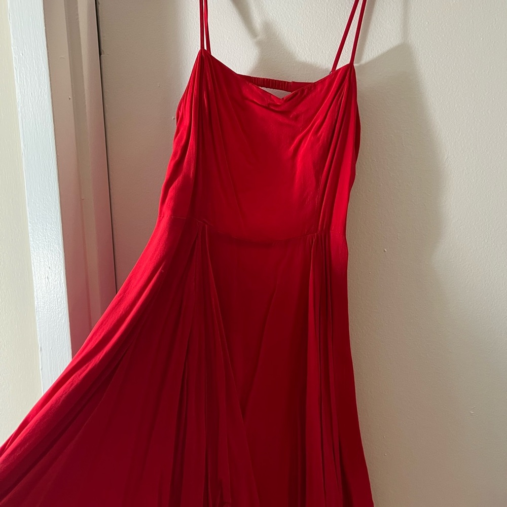 Red flowy mini dress
